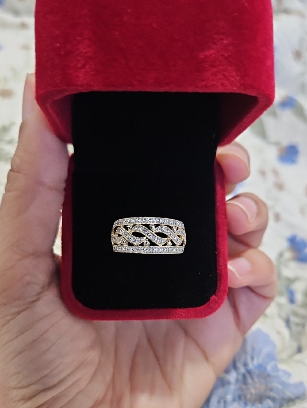 Vintage Sterling Ring with Natural Diamond Accent